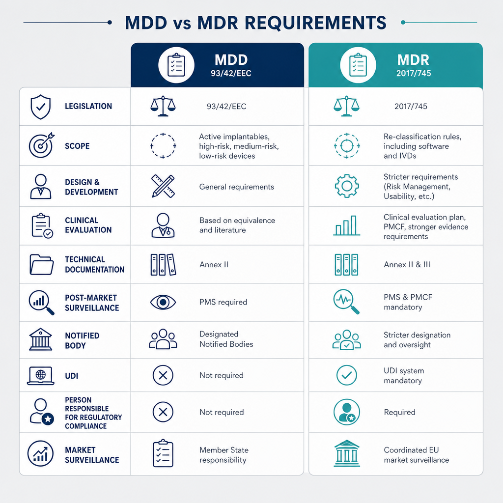 MDD versus MDR requirement comparison