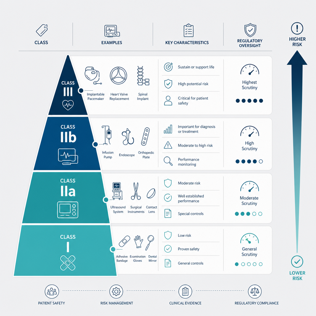 Risk pyramid of classes I to III