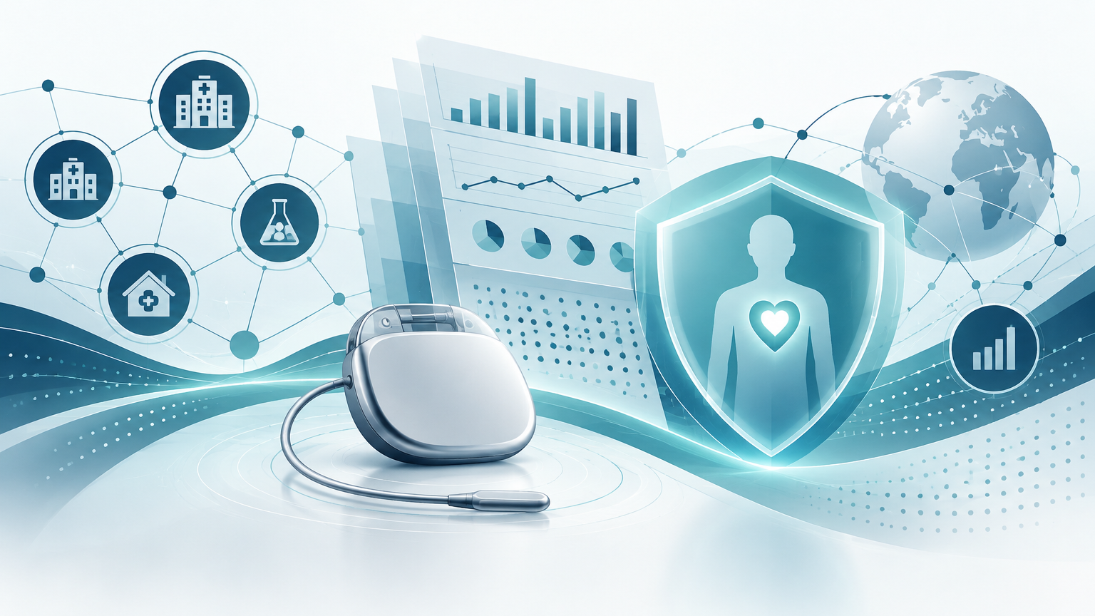 Conceptual illustration of connected healthcare systems, data-driven safety surveillance and patient protection in medical-device regulation